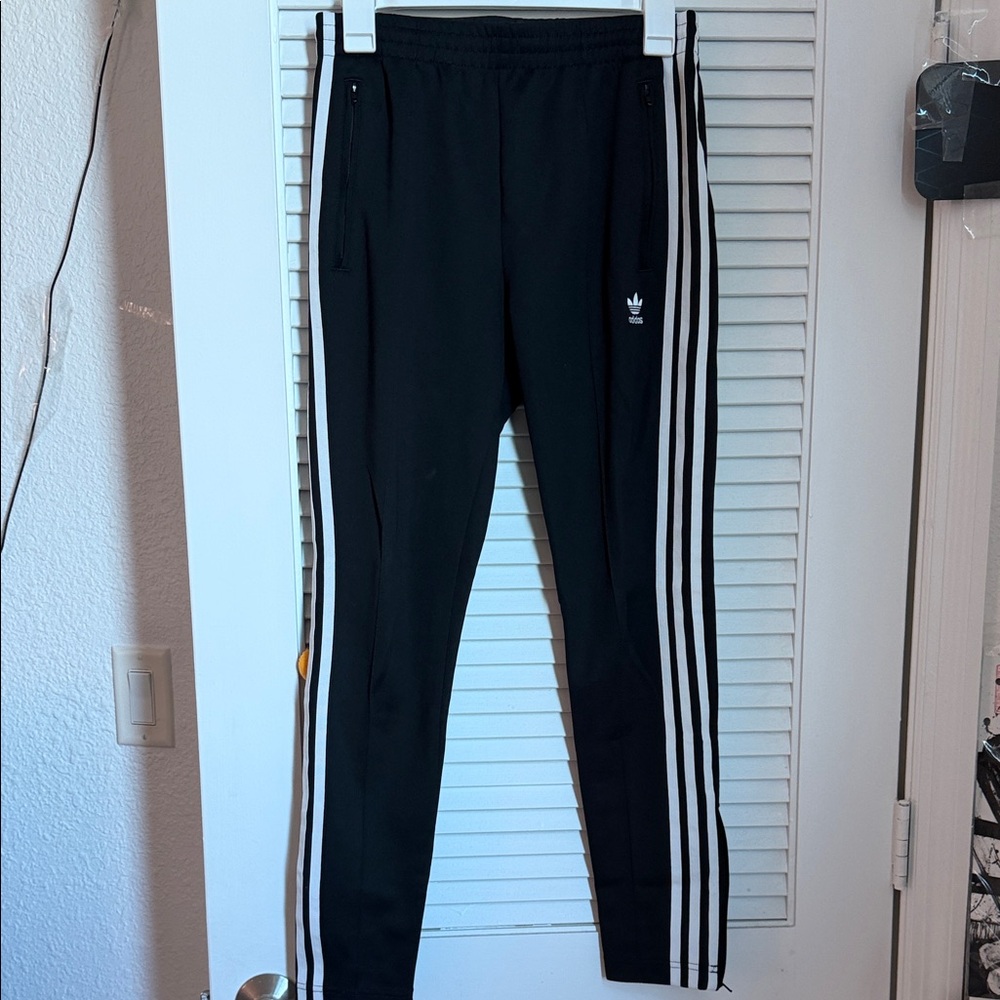 Adidas Women's Black Joggers with White Stripes